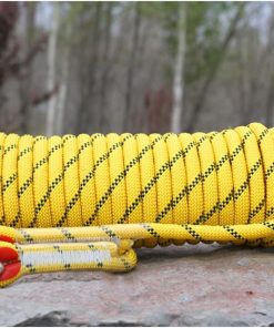 Alternative view of 16mm Outdoor Kletterseil Indoor Trainingsseil 361ft 394ft 427ft 459ft 492ft Statisches Felsentweichungsseil Mit 2 Stahlhaken Für Eiskletterausrüstung Brandschutz Rettungsseil ( Color : Yellow , Size :