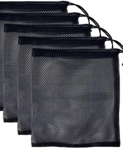 Alternative view of ONEINHE 5 Stück schwarze Nylon-Netztasche mit Kordelzug, Netztasche für Fitnessstudio, Reisen, Outdoor-Aktivitäten, Schwarz