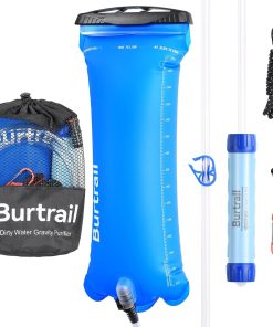 Burtrail Schwerkraft-Wasserfilter, tragbarer Wasserreiniger mit 3-Liter-Trinkblase, BPA-frei, Überlebensausrüstung und Ausrüstung für Camping, Wandern, Rucksackreisen, Reisen, Notfallvorsorge