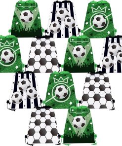 PQKL-party Fußball Geschenktüte, 12Pcs Fußball kordelzugbeutel, Fußball Mitgebsel Tüten für Kindergeburtstag,Fussball PartyTüten Geburtstag Tüten,Fußball Kordelzug Party Tasche Turnbeutel Goodie Bag