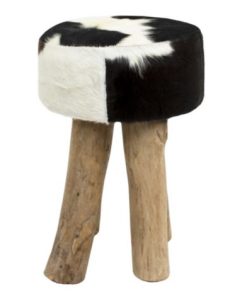 Alternative view of Hocker Rund Schwarz & Weiß, mit Kuhfell, Höhe 45cm